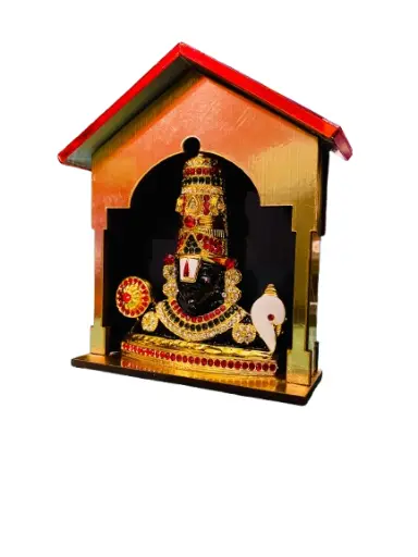 Tirupati Balaji Idol with Decorative Wooden Mandir