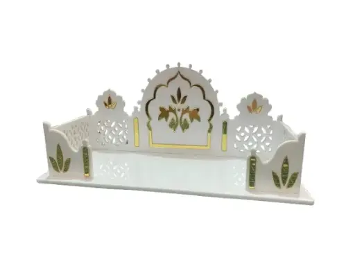 Wooden Peacock Design Laddu Gopal Jhula with Decorative Idol 